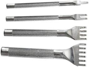 img 4 attached to 🔨 4-Piece Set of Flat Shape Lacing Stitching Chisel Punch Tools - Prong Options: 1/2/4/6, 3mm Width