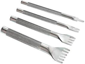 img 3 attached to 🔨 4-Piece Set of Flat Shape Lacing Stitching Chisel Punch Tools - Prong Options: 1/2/4/6, 3mm Width