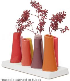 img 2 attached to 🍃 Chive - Pooley 2 Flower Vase Set, Small Ceramic Bud Vases, Decorative Floral Vases for Home Decor, Table Top Centerpieces, Arranging Bouquets, Set of 8 Connected Tubes (Pumpkin)