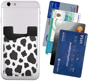 img 3 attached to 🐄 Cow Print Stick On Wallet: Ultra-Slim Card Holder for All Smartphones - Phone 2.4x3.5 in Compatible