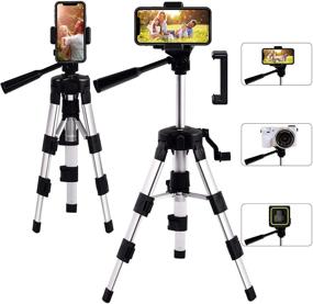 img 4 attached to 📸 Papasbox Aluminum Alloy Camera Tripod with Release Plate Mount for Cameras, Smartphones, and Ring Lights - 20 Inches Tripod Stand for Mobile Phones and Smartphones