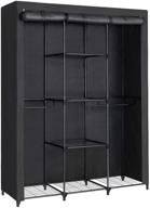 🚪 black non-woven fabric wardrobe closet with door - songmics, mesh shelves, clothes storage organizer urym34bk логотип