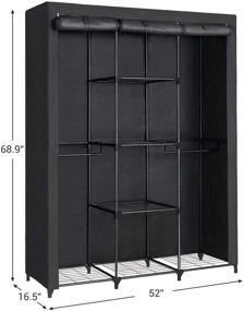 img 1 attached to 🚪 Black Non-Woven Fabric Wardrobe Closet with Door - SONGMICS, Mesh Shelves, Clothes Storage Organizer URYM34BK