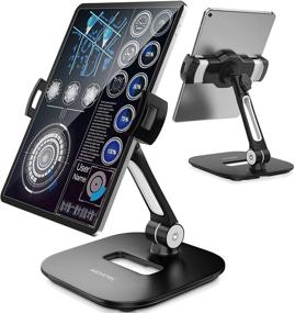 img 4 attached to 📱 AboveTEK Stylish Aluminum Tablet Stand: 360° Swivel iPad & iPhone Desk Mount Holder for 4-11" Tablets/Smartphones – Perfect for Kitchen, Bedside, Office, POS, Kiosk, Showroom (Black)