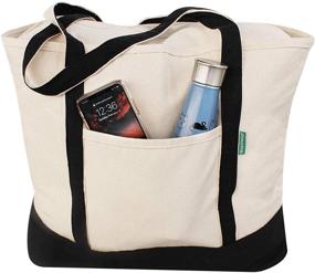 img 4 attached to Durable Heavy Duty Cotton Canvas Tote Bag for Versatile Use