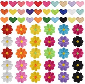 img 4 attached to 🧥 Lystaii 60pcs Iron On Patches - Cute Mini Heart, Flower, and Multi-Colored DIY Accessory - Sew-on Patches for Clothing, Jackets, Backpacks, Jeans, Hats, and Bags - Embroidered Applique Decoration