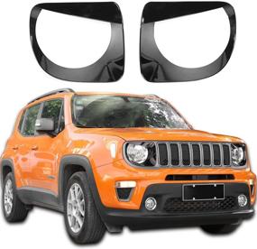 img 4 attached to JeCar Angry Bird Headlight Bezels 🐦 Trim Cover: Black for 2019-2021 Jeep Renegade