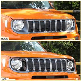 img 1 attached to JeCar Angry Bird Headlight Bezels 🐦 Trim Cover: Black for 2019-2021 Jeep Renegade