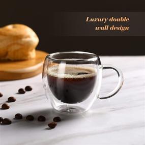 img 1 attached to ☕ 2-Pack Clear Double Wall Insulated Espresso Cups With Handle - Microwave & Dishwasher Safe