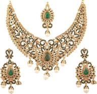 💍 exquisite bollywood wedding designer jewelry necklace set in gold and silver tone with stunning white rhinestones and colorful crystals for women logo