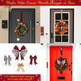 img 3 attached to LINAYE Christmas Wreath Hanger Set - Adjustable Door Hook with 3 Ribbon Wired Hangers for Festive Wreaths - Heavy Duty Over The Door Hanger Hook for Wreath Sign