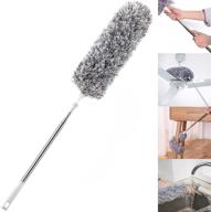 🪒 heoath microfiber feather duster with extendable 100" pole - extra long cobweb duster for cleaning, bendable head, non-scratch, washable - ideal for ceiling, fan, furniture logo