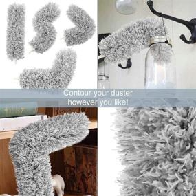 img 1 attached to 🪒 HEOATH Microfiber Feather Duster with Extendable 100" Pole - Extra Long Cobweb Duster for Cleaning, Bendable Head, Non-Scratch, Washable - Ideal for Ceiling, Fan, Furniture