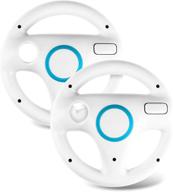 🎮 enhance your wii racing experience with 2 pcs aesybath wii steering racing wheels (white) logo
