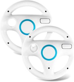 img 1 attached to 🎮 Enhance Your Wii Racing Experience with 2 Pcs Aesybath Wii Steering Racing Wheels (White)