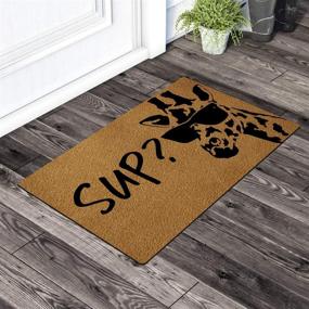 img 2 attached to Welcome Indoor Door Mat with Funny Sup Cool Giraffe What's Up Design | Personalized Front Porch Rugs | Anti-Slip Rubber (23.6 X 15.7 inch) | Prank Gift Decor Area Rugs | Entrance Way Indoor Novelty Mats