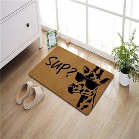 img 1 attached to Welcome Indoor Door Mat with Funny Sup Cool Giraffe What's Up Design | Personalized Front Porch Rugs | Anti-Slip Rubber (23.6 X 15.7 inch) | Prank Gift Decor Area Rugs | Entrance Way Indoor Novelty Mats