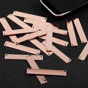 img 3 attached to Pack of 20 Rose Gold Plated Rectangle Pendant Charms - Stamping Blank Bar Pendants for DIY Jewelry Craft Making - Name Tags with Storage Box - 35 x 6 mm size