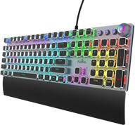 🎮 fiodio mechanical gaming keyboard - led rainbow backlit, 104 anti-ghosting keys, quick-response black switches, multimedia control for pc and desktop, removable hand rest logo