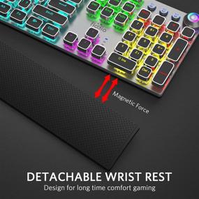 img 2 attached to 🎮 FIODIO Mechanical Gaming Keyboard - LED Rainbow Backlit, 104 Anti-Ghosting Keys, Quick-Response Black Switches, Multimedia Control for PC and Desktop, Removable Hand Rest