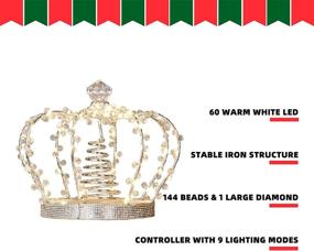 img 2 attached to 🎄 EAMBRITE Christmas Crown Tree Topper: Warm White 8 Modes, Plug-in Bliss!