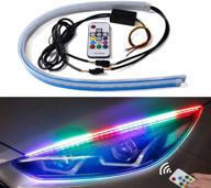 🚗 enhance your car's style with multicolor 24-inch exterior led lights - rgb flexible strip light kits for headlight decor and turn signal lights - 2 pcs logo