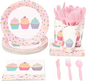 img 4 attached to Disposable Dinnerware Set Supplies Birthdays Event & Party Supplies for Children's Party Supplies