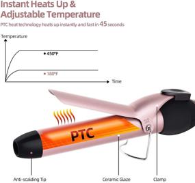 img 2 attached to 🎁 Ohuhu 5-in-1 Curling Iron Wand Set with LCD Temperature Display and Instant Heat Up - 0.35" to 1.25" Interchangeable Barrels, with Heat Protective Glove - Rose Gold - Ideal Christmas Gift