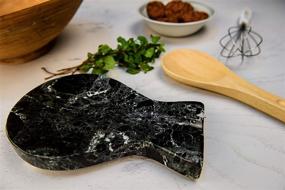 img 1 attached to 🔪 RADICALn Handmade Marble Black Spoon Rest Organizer - Utensil Keeper for Spatulas, Forks, Ladles - Stove Top Chef Kitchen Tool Spoon Holder