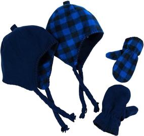 img 2 attached to N'Ice Caps Little Boys and Baby Reversible Hat Mittens Fleece Skater Set: Stay Warm in Style!