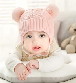 img 1 attached to Warm and Stylish GZMM Woolen Winter Earflap Beanie Hat for Toddlers and Infants