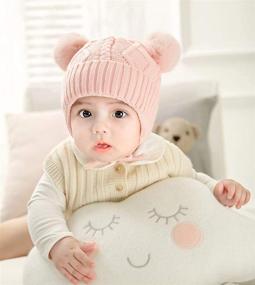 img 2 attached to Warm and Stylish GZMM Woolen Winter Earflap Beanie Hat for Toddlers and Infants