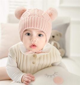 img 3 attached to Warm and Stylish GZMM Woolen Winter Earflap Beanie Hat for Toddlers and Infants