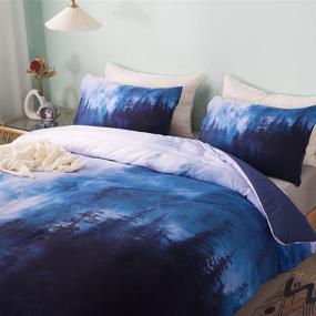 img 2 attached to 🌲 Misty Forest Comforter Set Twin Size - Nature Scenery & Smoky Mountains Pattern - Blue Twin Comforter with Pillowcases - Perfect for Adults, Teens, Boys, Girls