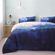 🌲 misty forest comforter set twin size - nature scenery & smoky mountains pattern - blue twin comforter with pillowcases - perfect for adults, teens, boys, girls logo