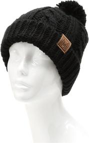 img 2 attached to Warm and Stylish: MIRMARU Winter Oversized Cable Knitted Pom Pom Beanie Hat with Cozy Fleece Lining