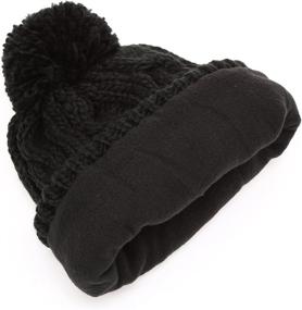 img 1 attached to Warm and Stylish: MIRMARU Winter Oversized Cable Knitted Pom Pom Beanie Hat with Cozy Fleece Lining