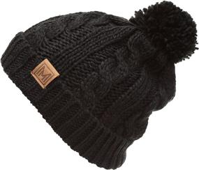 img 3 attached to Warm and Stylish: MIRMARU Winter Oversized Cable Knitted Pom Pom Beanie Hat with Cozy Fleece Lining