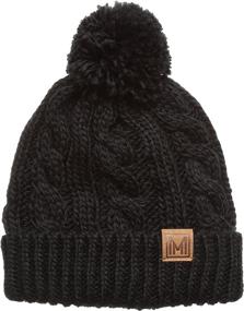 img 4 attached to Warm and Stylish: MIRMARU Winter Oversized Cable Knitted Pom Pom Beanie Hat with Cozy Fleece Lining