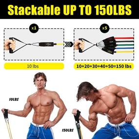 img 2 attached to 💪 Ultimate Resistance Band Set: Workout Bands for Muscle Training, Physical Therapy & Body Sculpting – Includes Door Anchor, Handles, Ankle Straps – Ideal for Men and Women