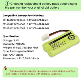 img 3 attached to iMah Ryme B1-2 BT166342/BT266342 2.4V 750mAh Ni-MH Battery Pack - Replacement for VTech Baby Monitor & Cordless Telephone, 2-Pack - Long-lasting Power & Performance!