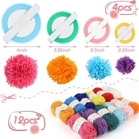 img 3 attached to 🧶 Pompom Makers for Creative DIY: 4 Sizes Pom-pom Maker Fluff Ball Waver with 12 Skeins Acrylic Yarn for Wool Yarn Crochet & Knitting Projects