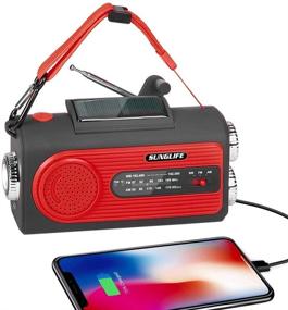 img 4 attached to 🌞 SUNGLIFE Solar Crank NOAA Weather Radio: Essential Emergency Kit with Power Bank, Flashlight, Reading Lamp, SOS Alarm - Red