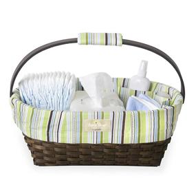 img 2 attached to 👶 Munchkin Sarabear Portable Diaper Caddy in Green Stripes: Convenient and Stylish Storage Solution