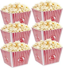 img 4 attached to 🍿 Hedume 6 Pack Popcorn Containers: Movie Theater Style Set for Movie Night, Reusable & Classic - Red & White Striped Popcorn Boxes (9" x 9" x 6")