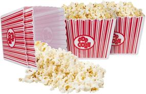 img 2 attached to 🍿 Hedume 6 Pack Popcorn Containers: Movie Theater Style Set for Movie Night, Reusable & Classic - Red & White Striped Popcorn Boxes (9" x 9" x 6")