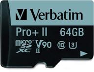 💾 verbatim 64гб pro ii plus 1900x sdxc uhs-ii v90 u3 карта памяти класса 10 - улучшенная производительность и универсальность с адаптером. логотип