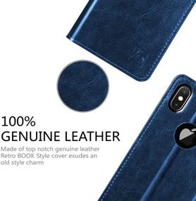 img 3 attached to 📱 Belemay iPhone X Wallet Case: Genuine Cowhide Leather RFID Blocking Card Holder with Kickstand - Blue