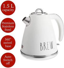 img 3 attached to ☕ Rae Dunn Electric Water Kettle - Stainless Steel Coffee Maker: 1.5L Tea Kettle with Auto Shut Off, 1500W Boiling Power