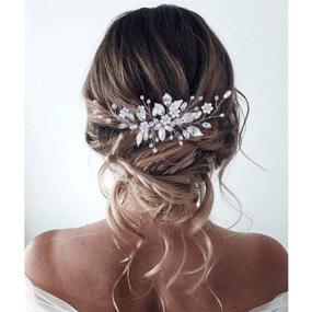 img 1 attached to Gorais Leaf Bride Wedding Hair Comb: Elegant Silver Pearl Bridal Hair Piece with Crystal Accents - Perfect Hair Accessories for Women and Girls